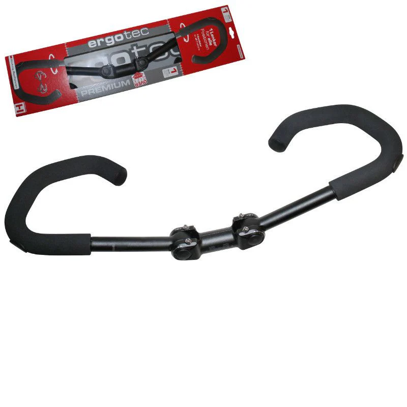 CINTRE CITY/TREKKING ERGOTEC REGLABLE/PLIABLE ALU NOIR DIAM 31,8mm L 600mm (HOMOLOGUE NIVEAU 2) – Image 2