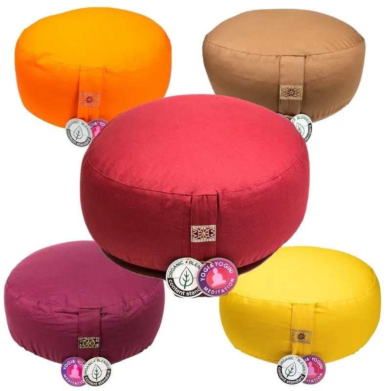 Coussin de méditation coton BIO uni / cosses sarrasin