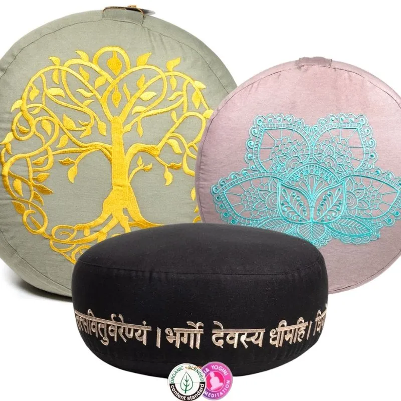 Coussin de méditation coton BIO / cosses sarrasin à motifs