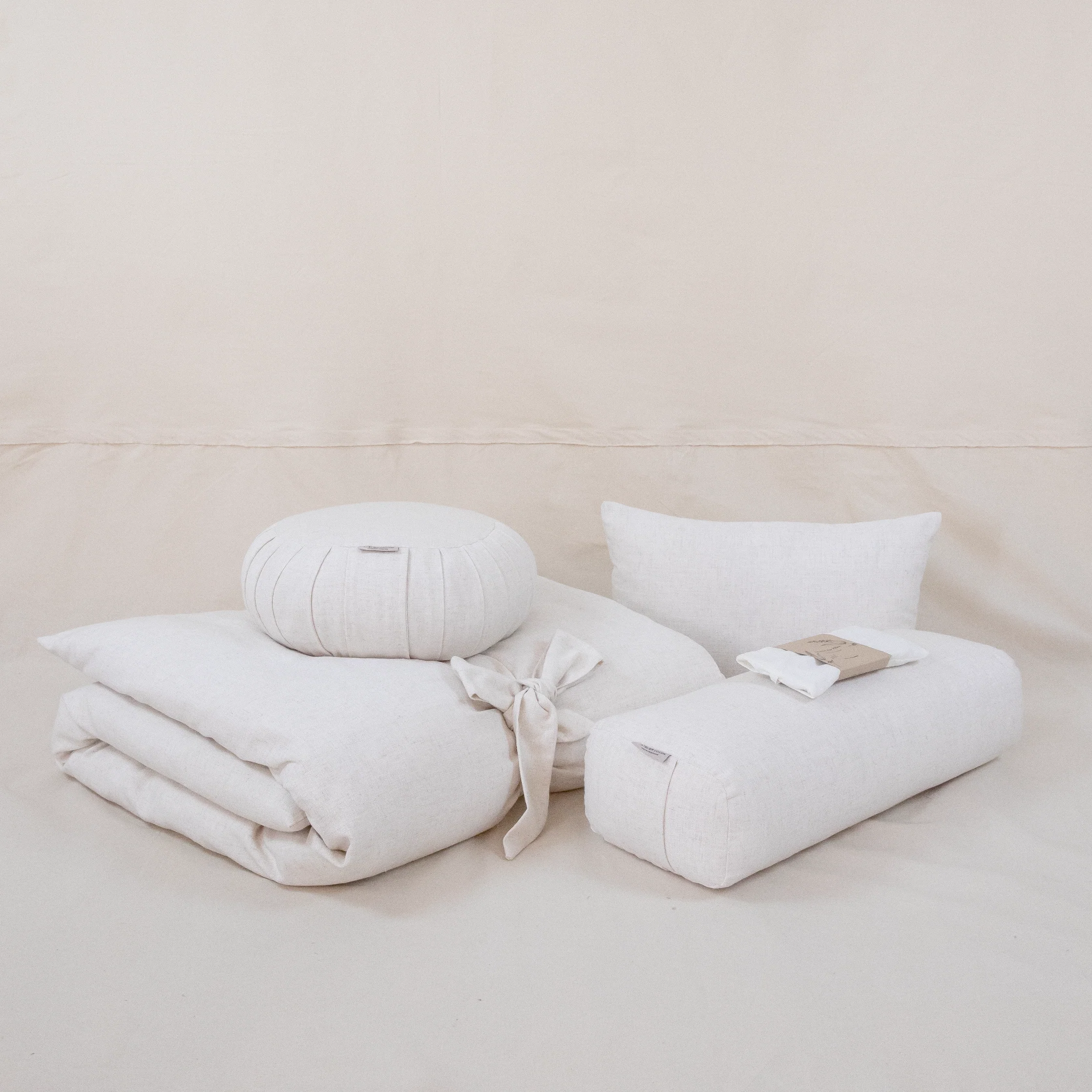 Bundle Futon de Méditation – Ensemble complet en lin naturel écru – Image 4