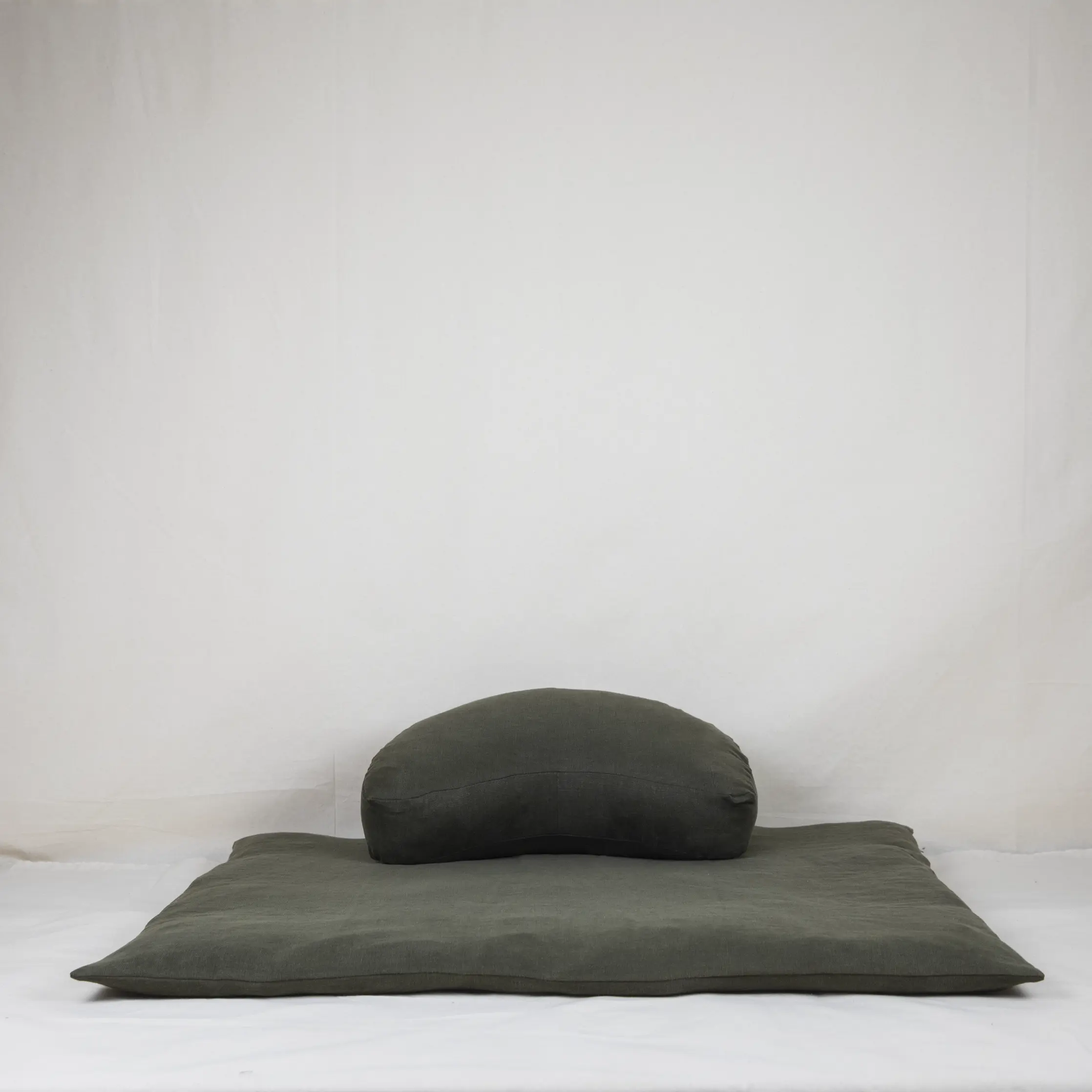 Ensemble de méditation Gris Zabuton & Zafu en kapok naturel – Image 5