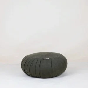 Zafu Traditionnel en lin vert zaity  – Coussin de méditation