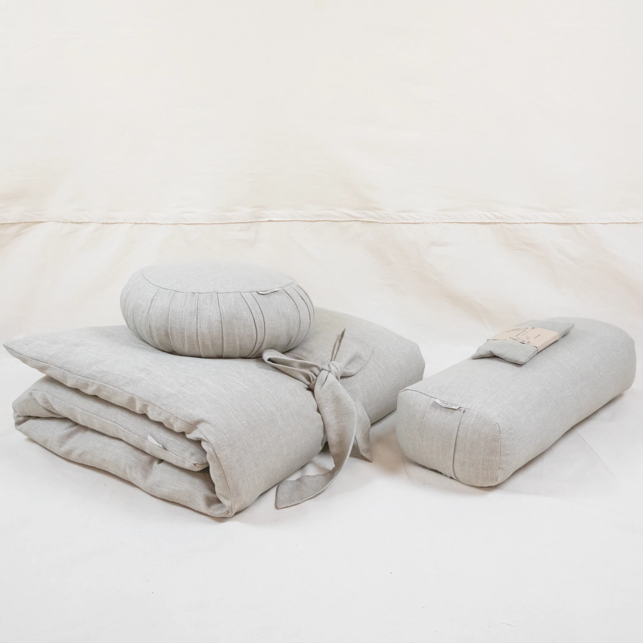 Bundle Futon de Méditation – Ensemble complet en lin naturel greige